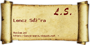 Lencz Sára névjegykártya